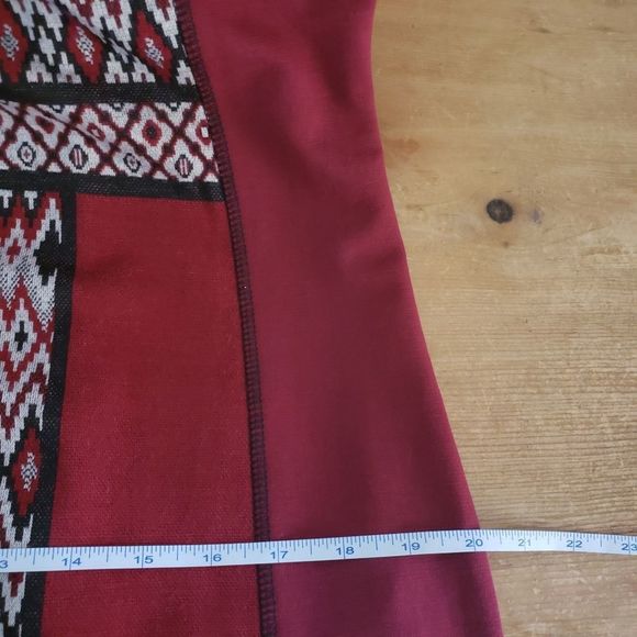 Desigual XLarge NWT Red Burgundy Patchwork Sheath Dress - Red Sweaterdress - Picture 11 of 13